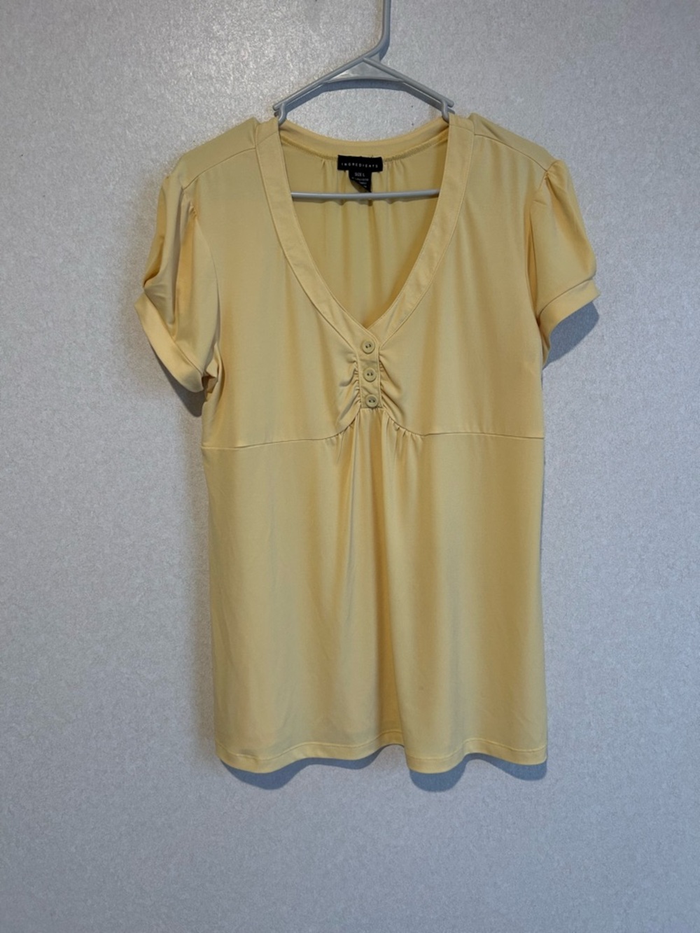 Women’s Casual Dress Blouse With Button Accent, Spring Or Summer, Large